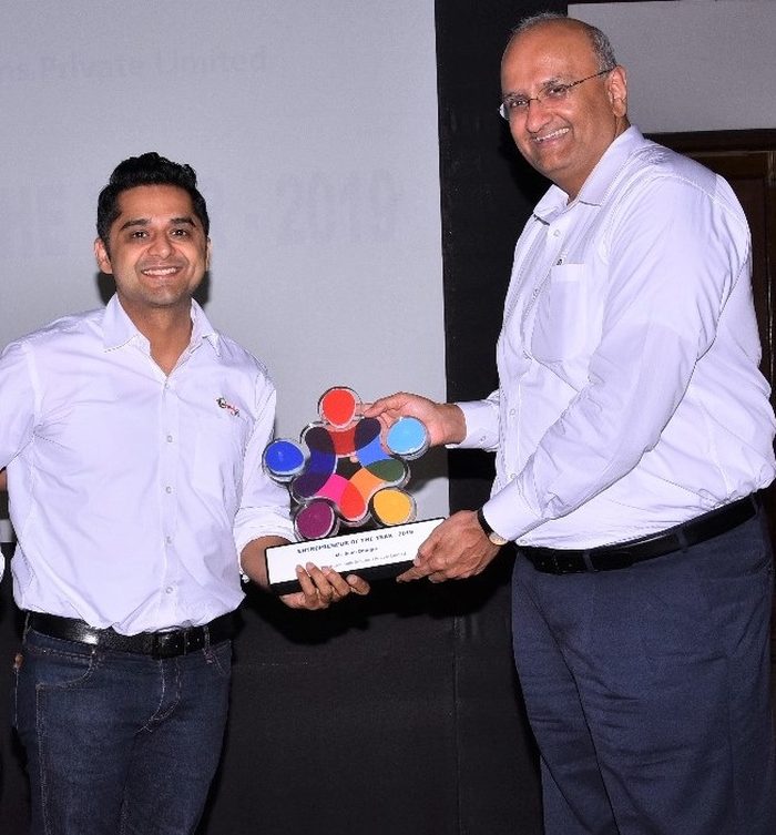 Receiving the Entrepreneur of the Year award